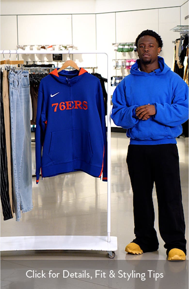 Men's Nike Royal Philadelphia 76ers Authentic Showtime Performance Full-Zip Hoodie, sales video thumbnail