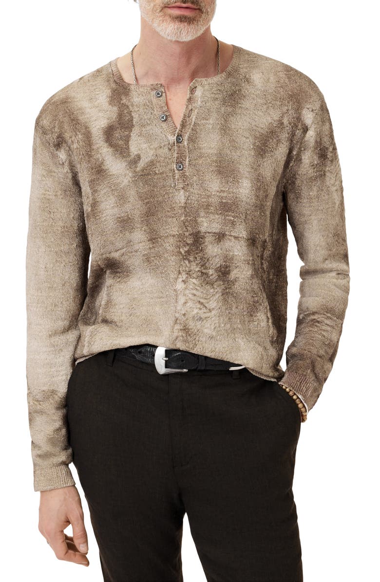 John Varvatos Ferno Henley Sweater, Main, color, Nutmeg