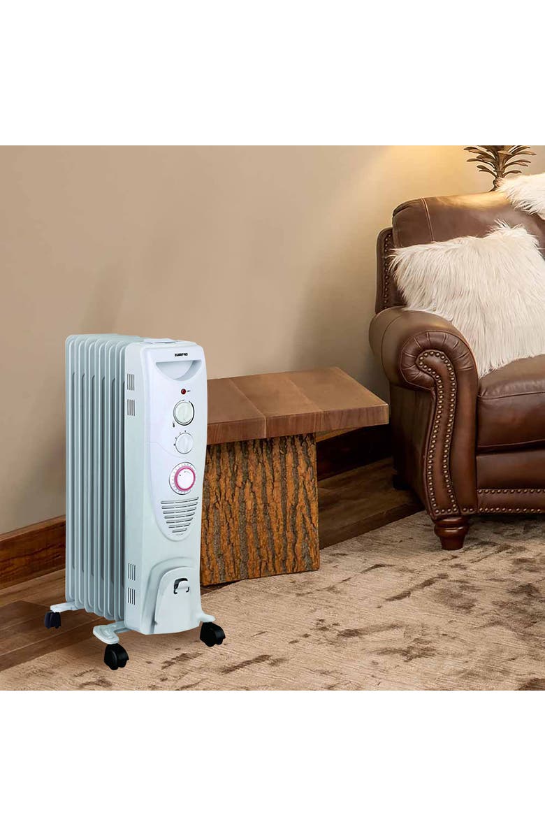 Optimus Portable 7 Fins Oil Filled Radiator Heater with Timer, Alternate, color, White