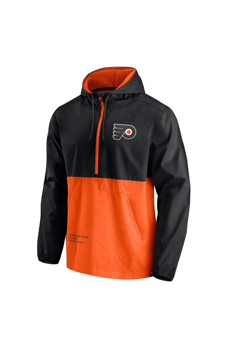 FANATICS Men's Fanatics Branded Black/Orange Philadelphia Flyers Thrill Seeker Anorak Half-Zip Jacket, Alternate, color, 