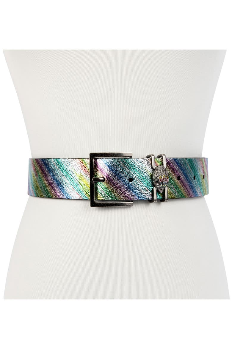 Metallic Rainbow Eagle Leather Belt, Main, color, METALLIC RAINBOW