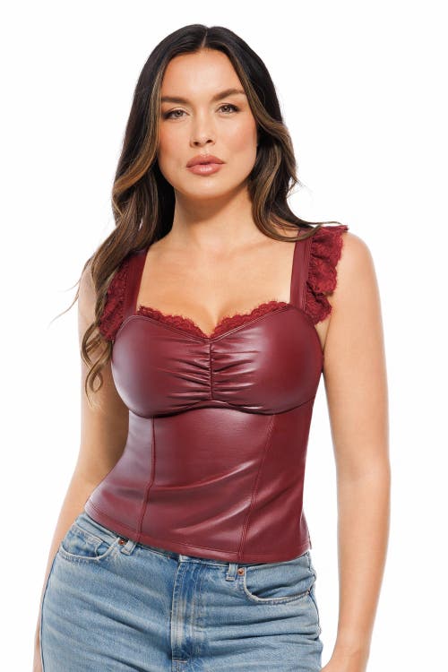 Popilush Lace Trim Sculpting Camisole Top In Burgundy