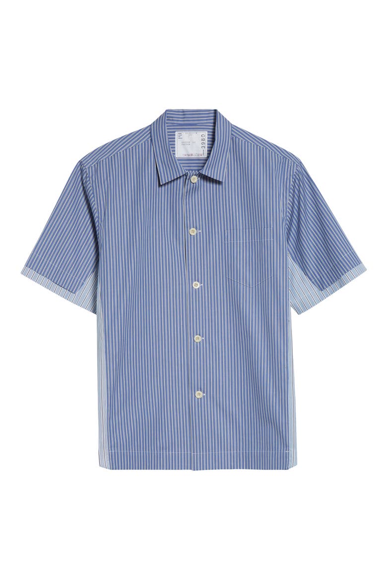 Mixed Stripe Cotton Poplin Button-Up Shirt, Alternate, color, BLUE STRIPE