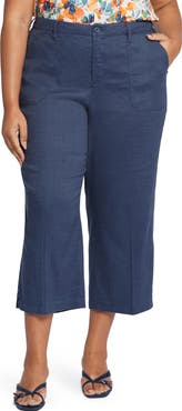 NYDJ Utility Wide Leg Capri Linen Blend Pants