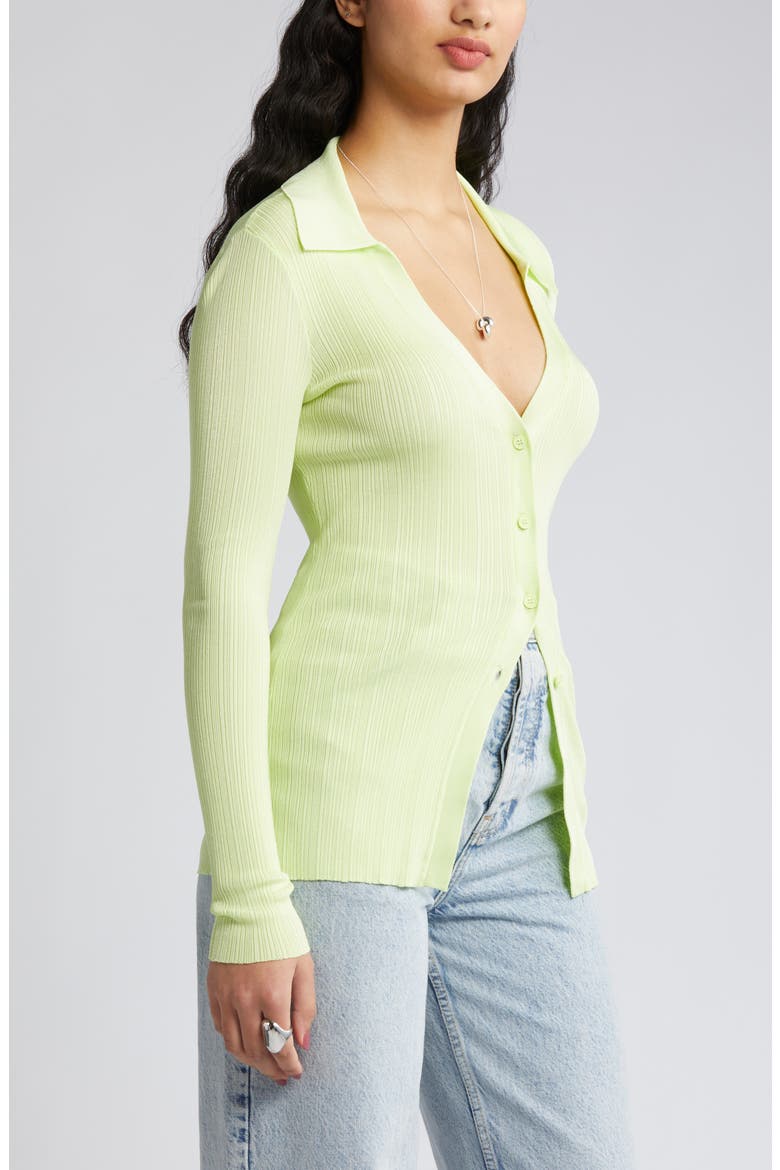 Collar Rib Cardigan, Alternate, color, GREEN CALM
