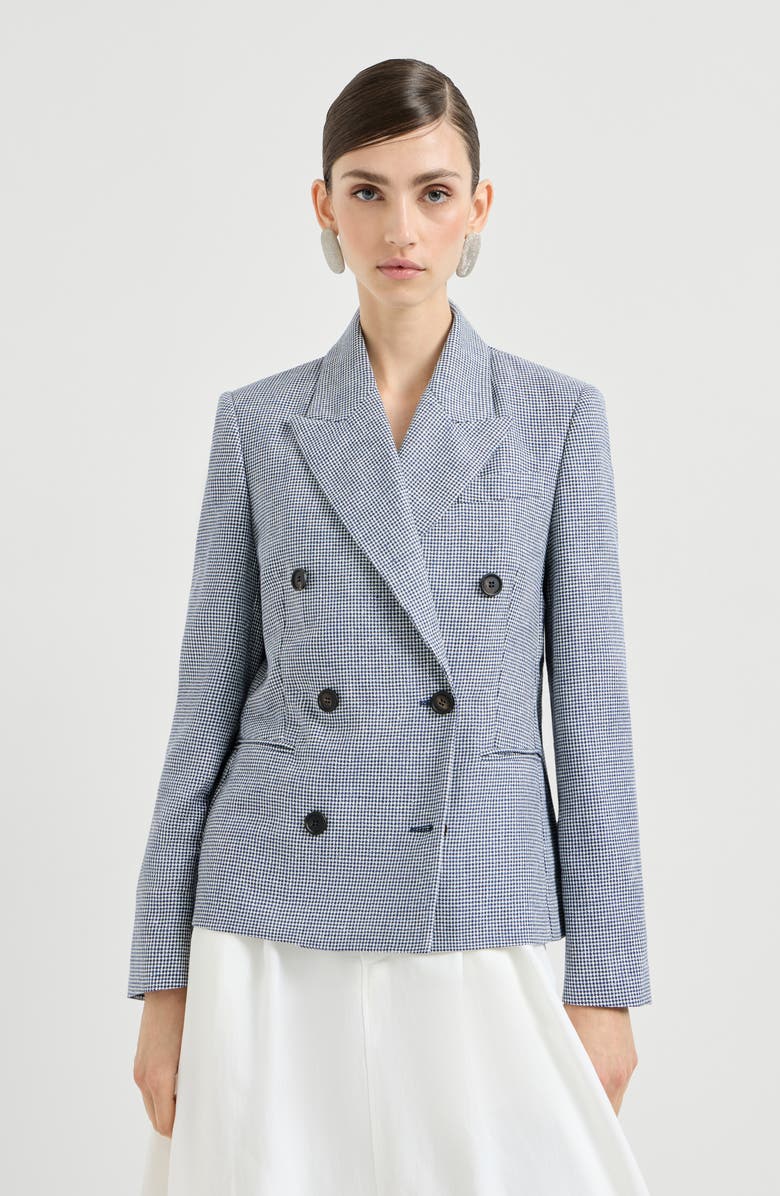 Brunello Cucinelli Houndstooth blazer, Main, color, Blue