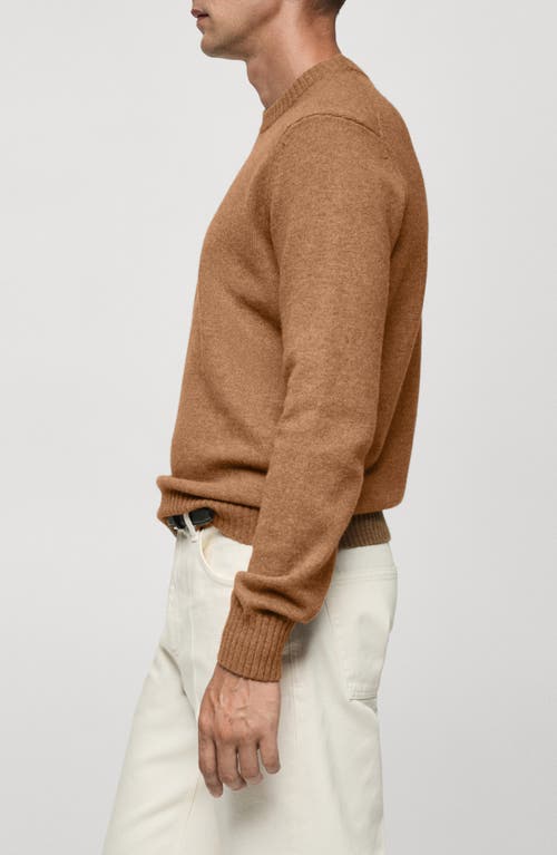 Mango Men's Wool-blend Knit Sweater In Medium Brown