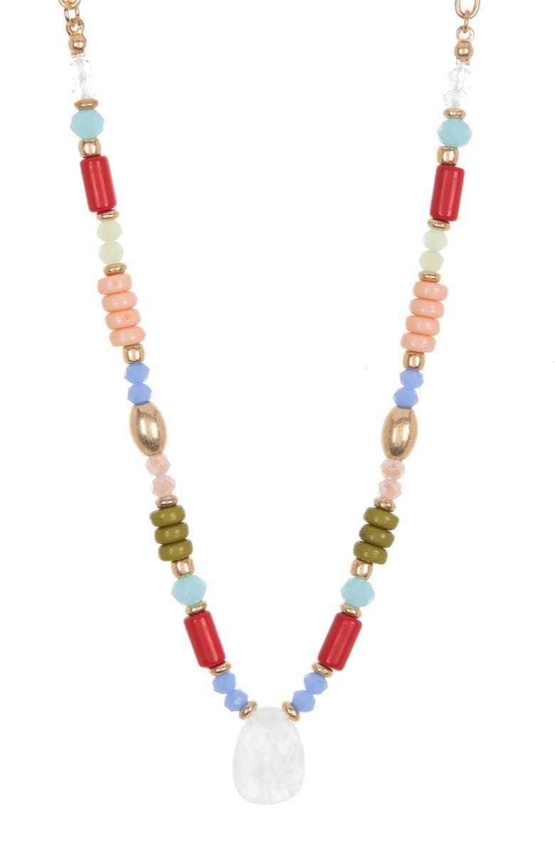 Melrose and Market Mixed Bead Quartz Pendant Necklace, Main, color, 