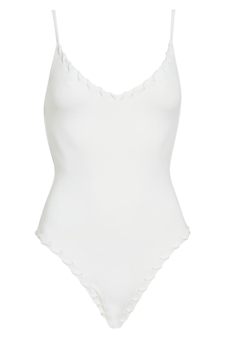 Whip Stitch One-Piece Swimsuit, Alternate, color, WHITE