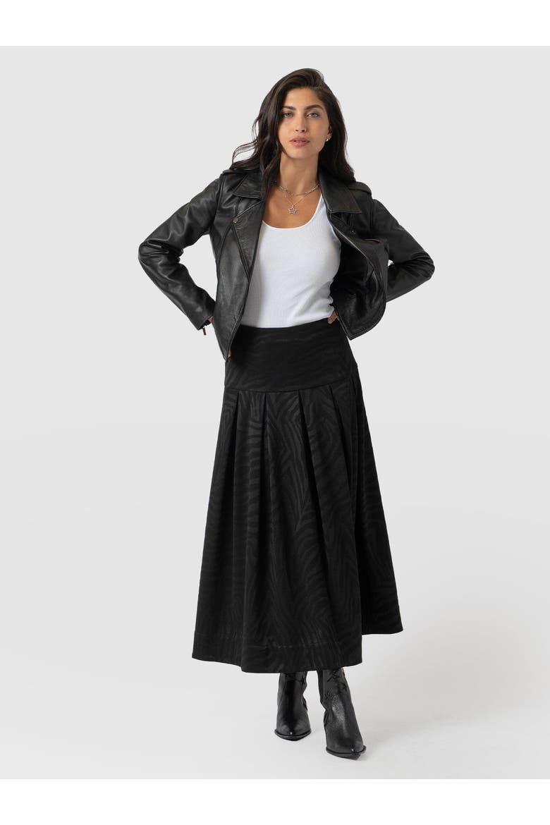 Everly Pleated Skirt, Main, color, Black Zebra