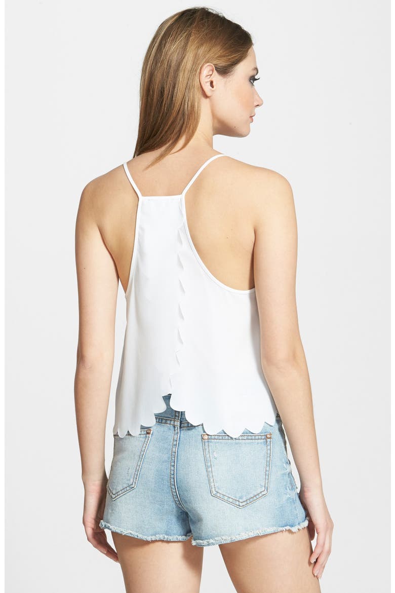 ASTR Scalloped Drape Back Tank, Alternate, color, IVORY