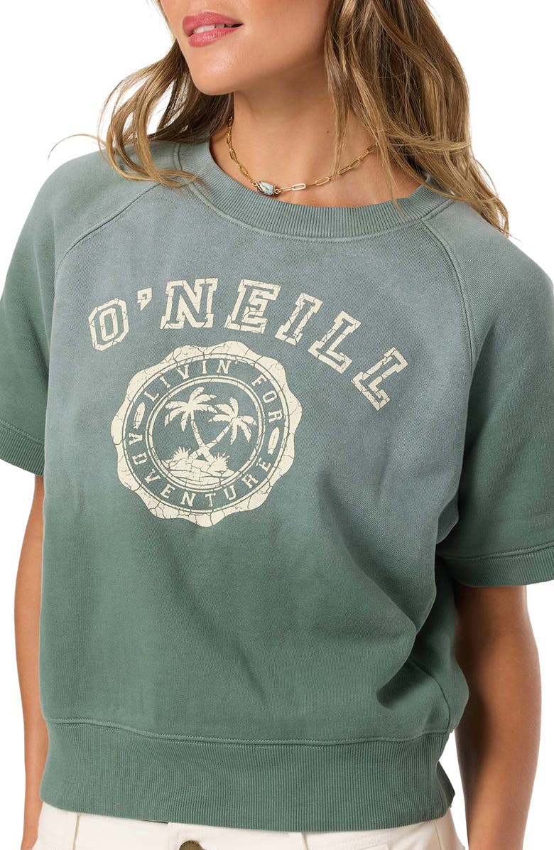 O'Neill Athletic Seal Short Sleeve Fleece Graphic Sweatshirt, Alternate, color, Dark Forest