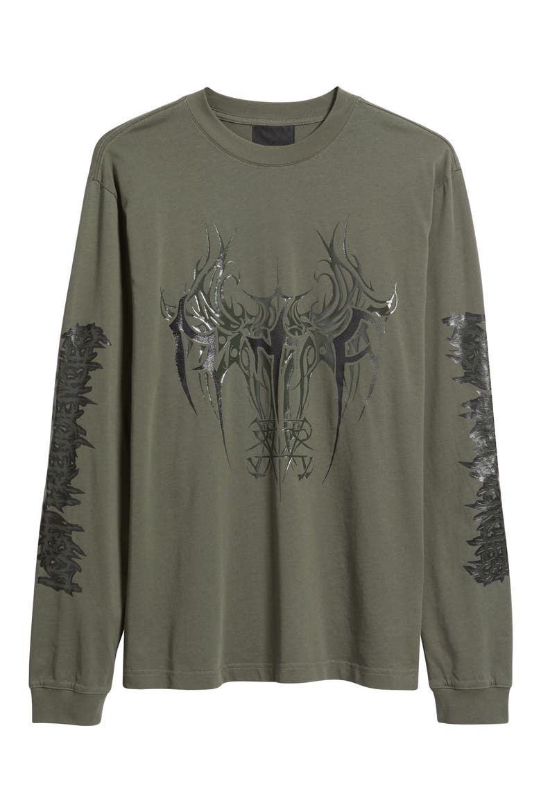 Lawrence Cyber Sigilism Long Sleeve Graphic T-Shirt, Alternate, color, OLIVE CYBER SIGILISM