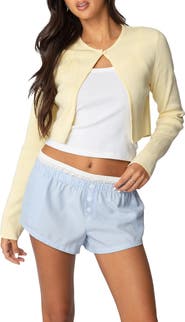 EDIKTED Jayne Split Front Knit Crop Cardigan
