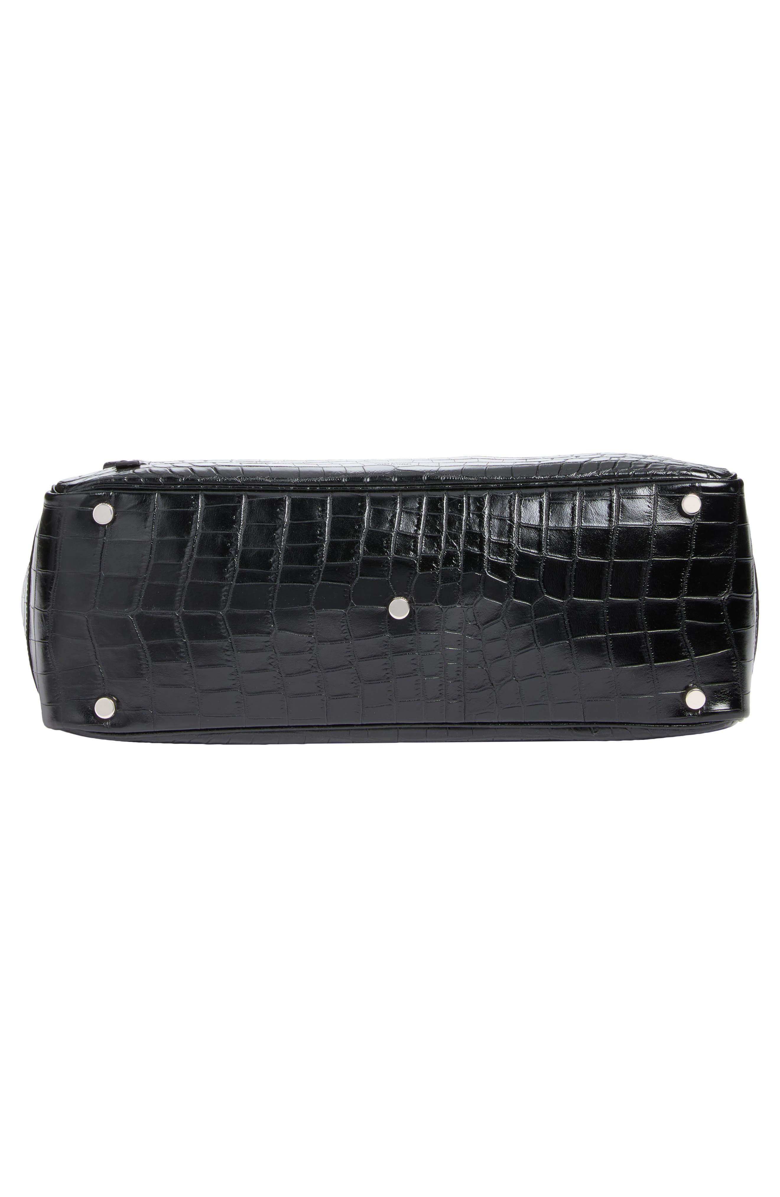 Victor Croc Embossed Leather Tote, Alternate, color, BLACK