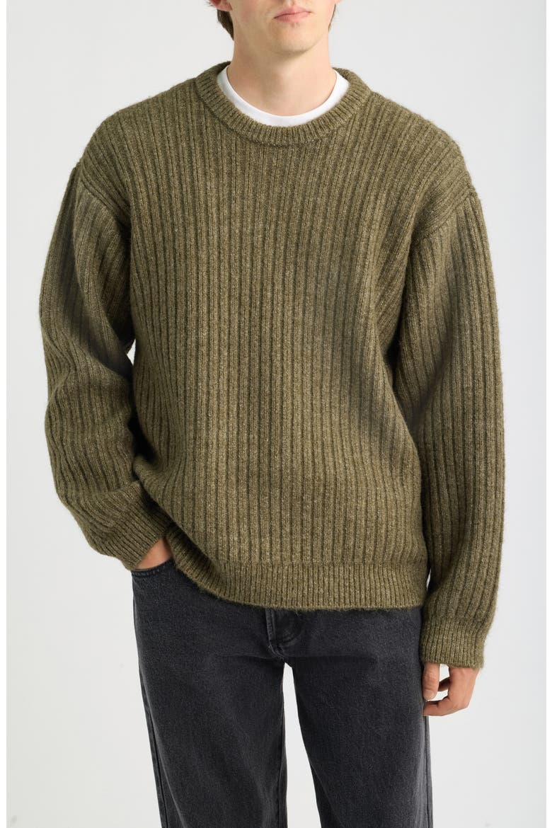 Drex Ribbed Sweater, Main, color, HEATHER GREEN