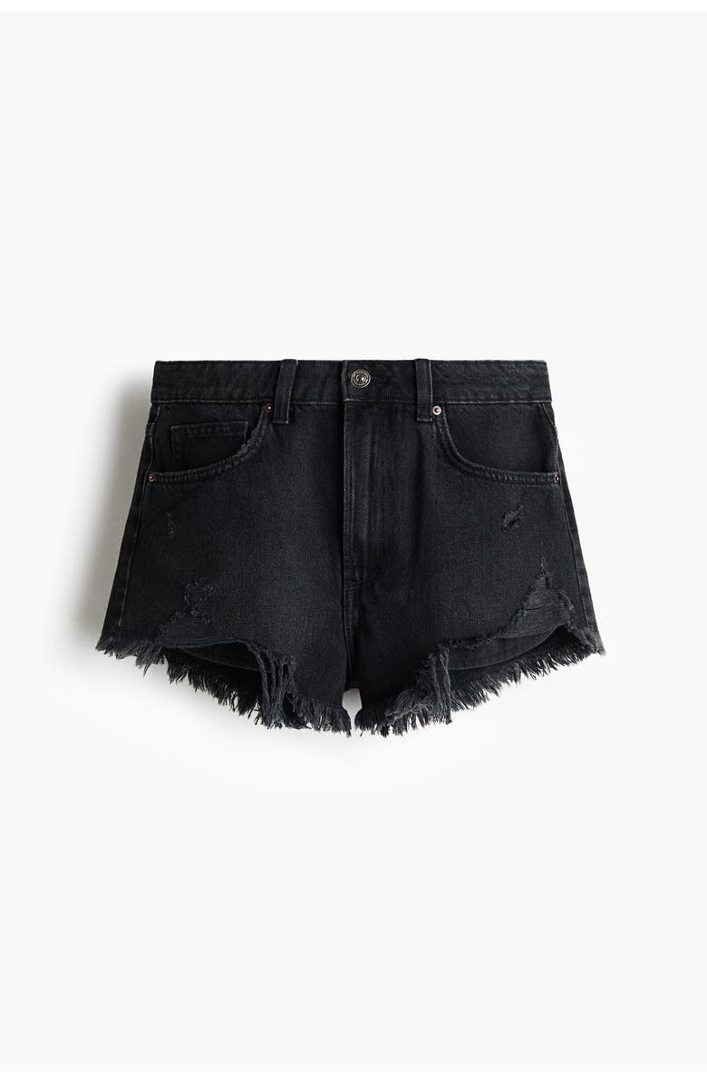 H&M Worn-look Denim Shorts, Main, color, Black