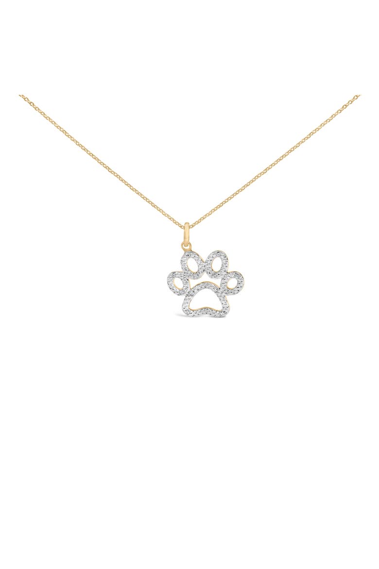Gold Vermeil Diamond Accent Pet Paw Pendant Necklace, Main, color, Silver