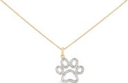 Haus of Brilliance Gold Vermeil Diamond Accent Pet Paw Pendant Necklace