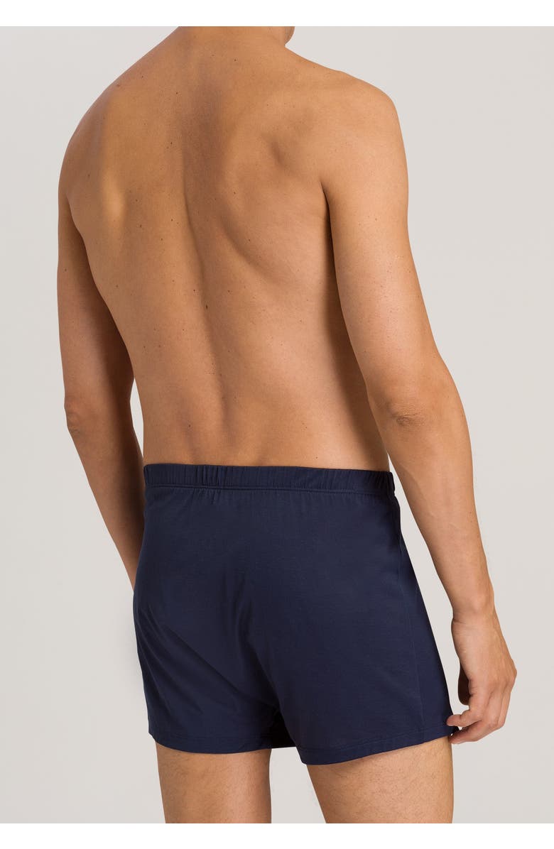 Hanro Cotton Sporty Button Fly Cotton Boxer, Alternate, color, Midnight Navy