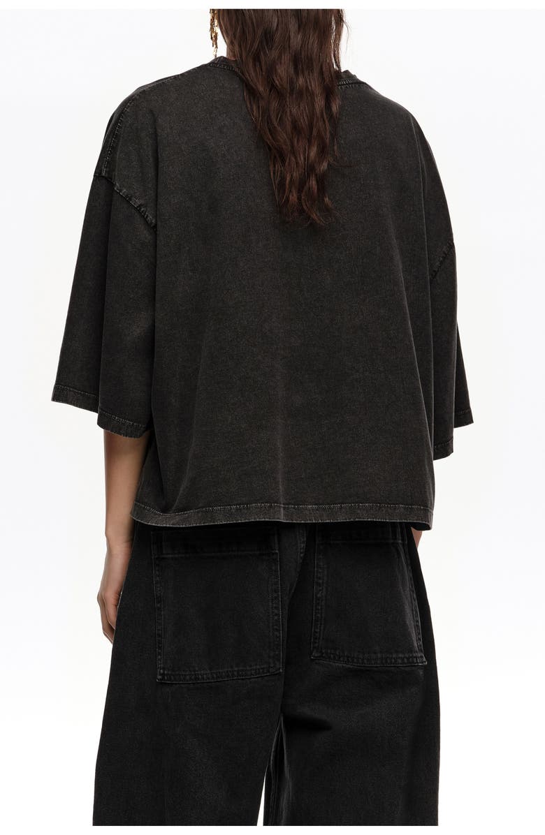 Bimba y Lola Maxi Broderie Anglaise Logo T-Shirt, Alternate, color, Washed Black