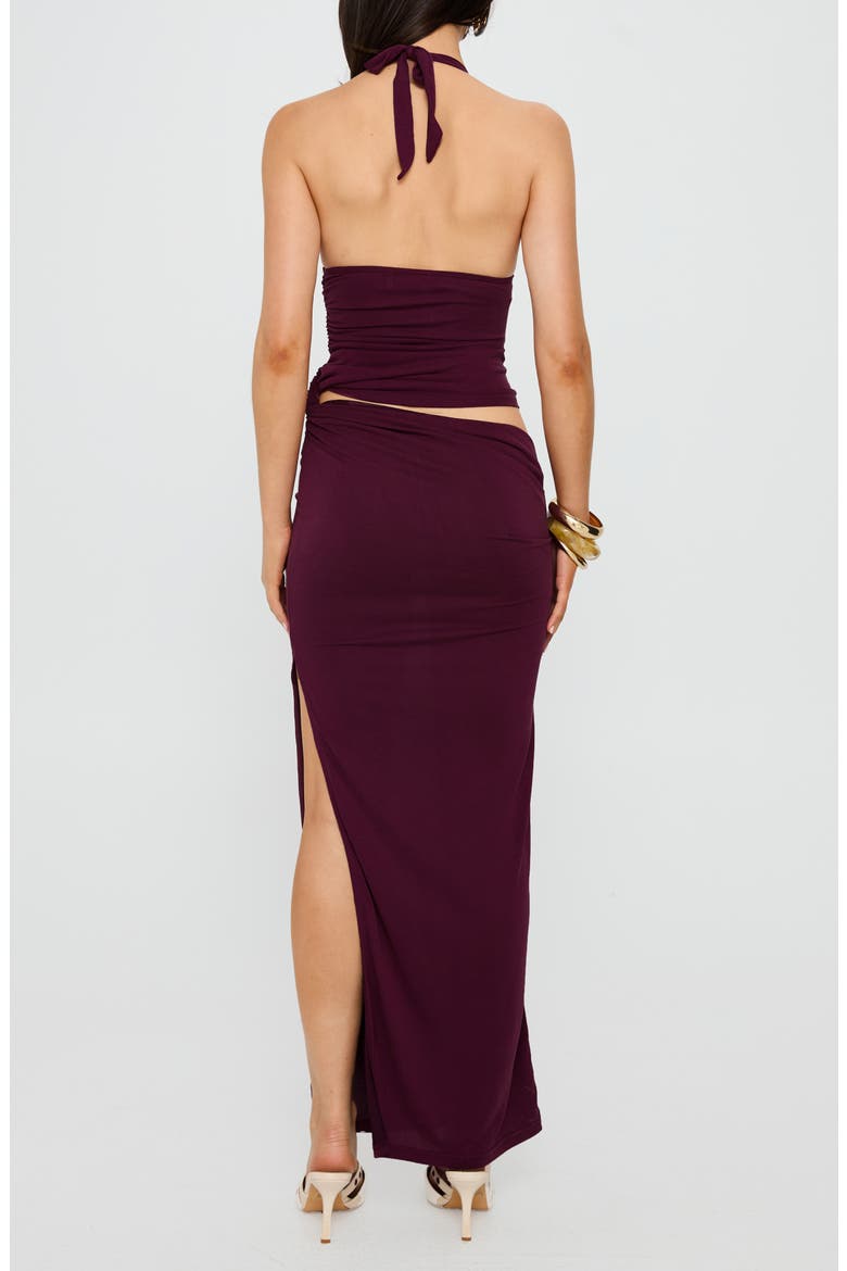 Imeraldia Cutout Halter Maxi Dress, Alternate, color, CURRANT
