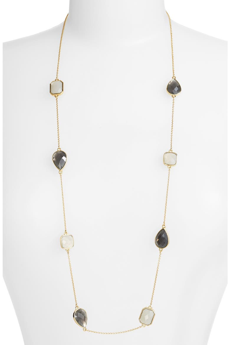 'branton square' long station necklace (Nordstrom Exclusive), Main, color, GREY MULTI/ GOLD