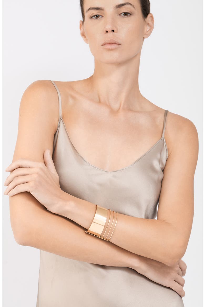 14K Gold Plate Tall Cuff Bracelet, Alternate, color, GOLD
