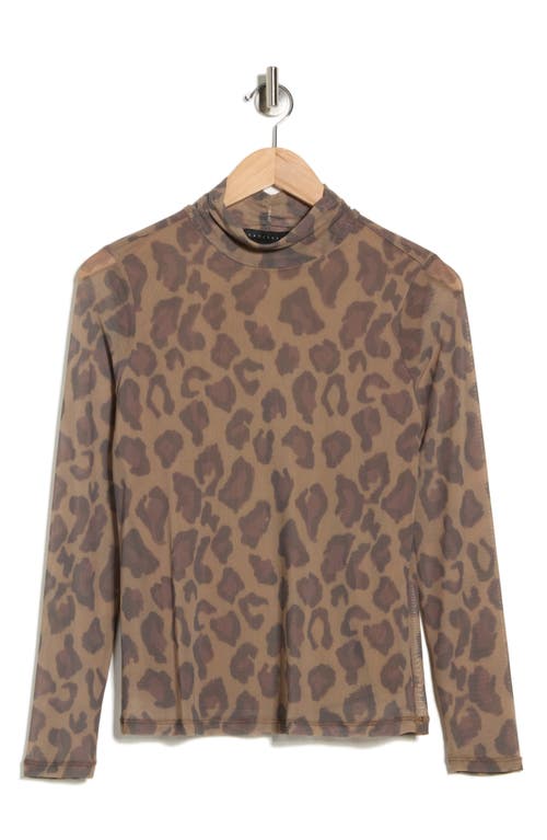 Sanctuary Everyday Mock Neck Long Sleeve Mesh Top In Brown