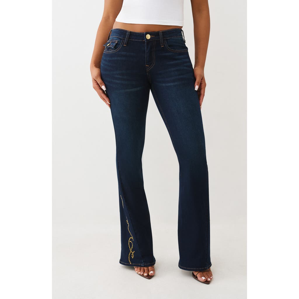 True Religion Joey Stud Embellished Flare Jeans In Blue