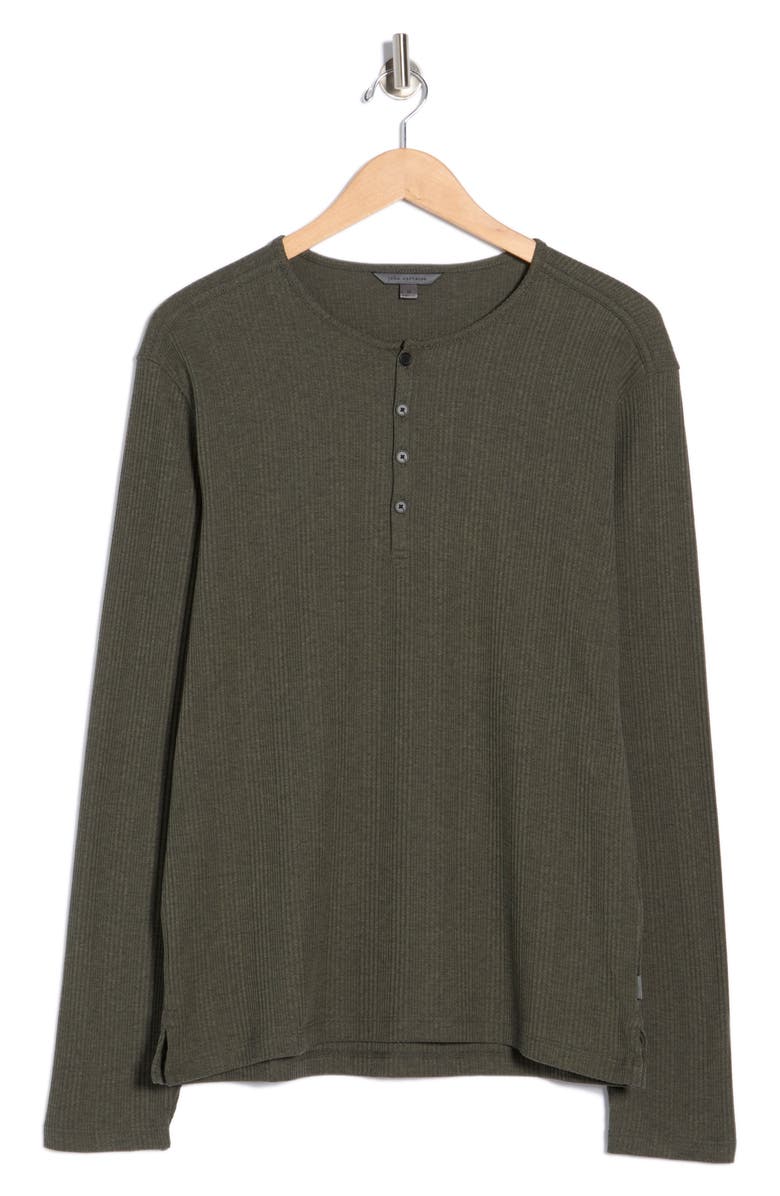 John Varvatos Richard Long Sleeve Waffle Henley, Alternate, color, Dark Olive