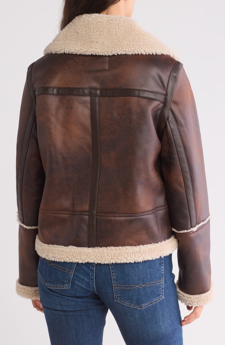 Lucky Brand Faux Shearling Trim Faux Leather Jacket, Alternate, color,
