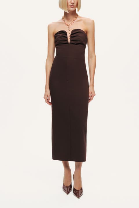 Strapless Sweetheart Midi Pencil Dress