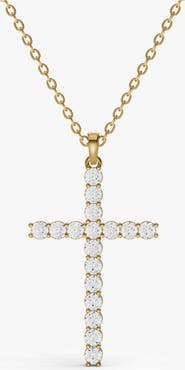 SEREIA OFFICIAL 14K Gold 3 ct Lab Diamonds Cross Diamond Full Pave Necklace