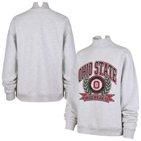 Women's '47  Gray Ohio State Buckeyes Laurel Arch Mock Neck Sweatshirt