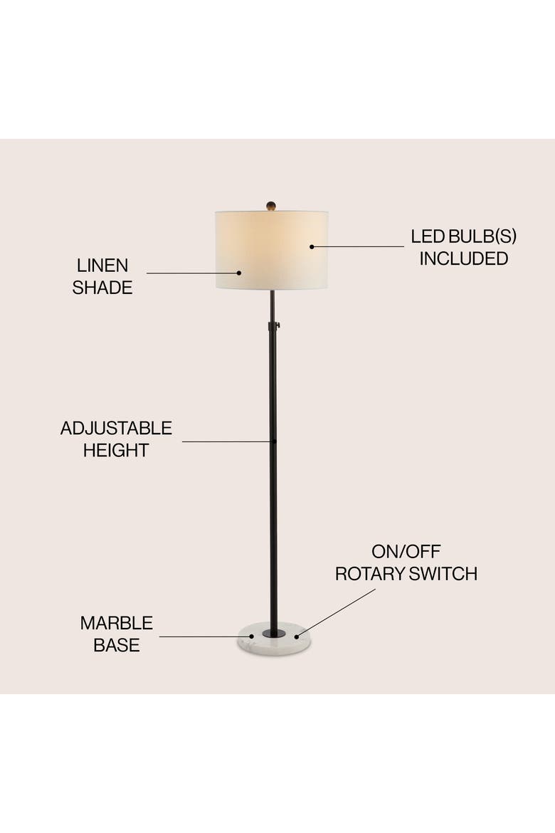 June 65" Adjustable Metal/Marble LED Floor Lamp, Alternate, color, Oil Rubbed Bronze