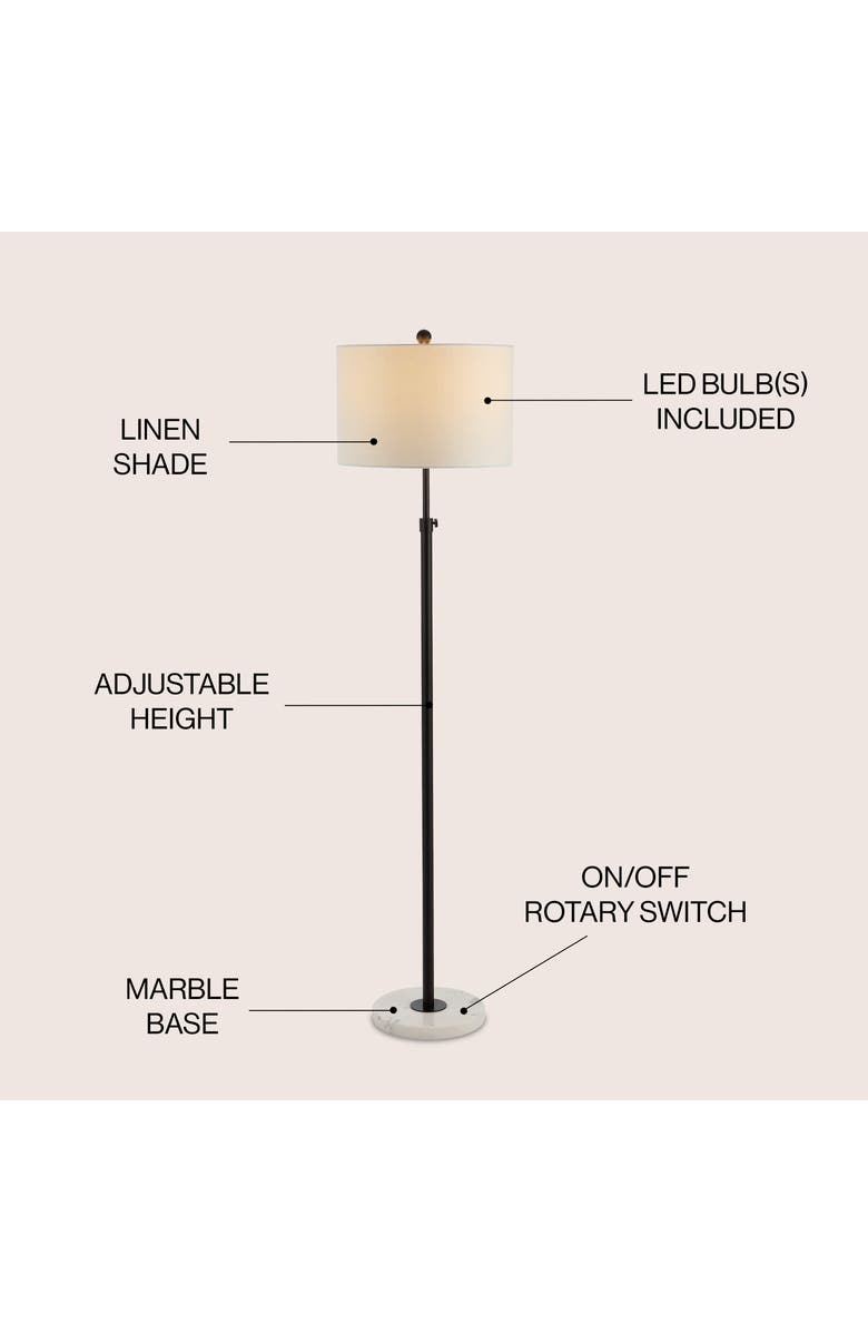 JONATHAN Y June 65" Adjustable Metal/Marble LED Floor Lamp, Alternate, color, Oil Rubbed Bronze