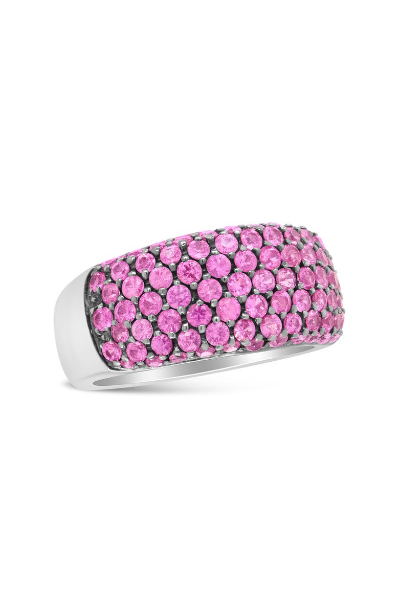 Haus of Brilliance 18K White Gold and Black Rhodium Multi Row Pink Sapphire Classic Band Ring, Alternate, color, White