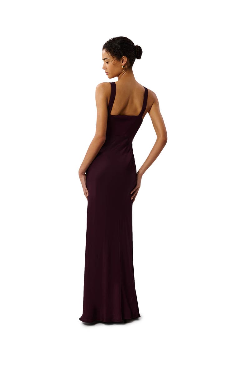 Whistles Thea Cowl Satin Maxi Dress, Alternate, color, Chocolate