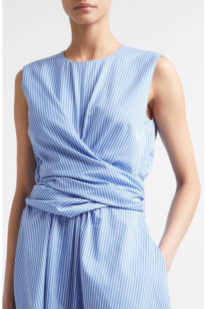Penny Stripe Draped Silk Dress, Alternate, color, 374484 AZURE STRIPE