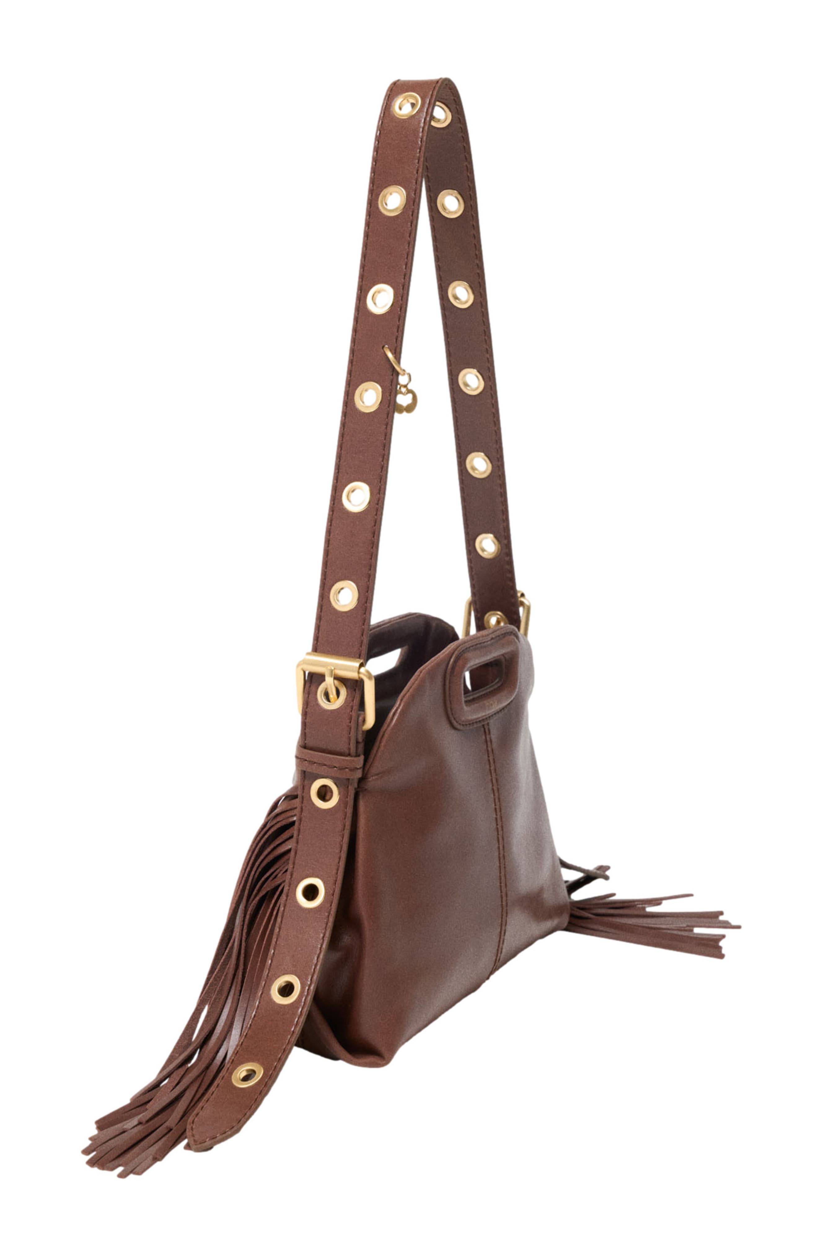 maje Miss M mini bag in vintage leather, Alternate, color, Brown