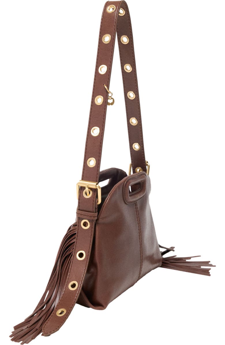 maje Miss M mini bag in vintage leather, Alternate, color, Brown