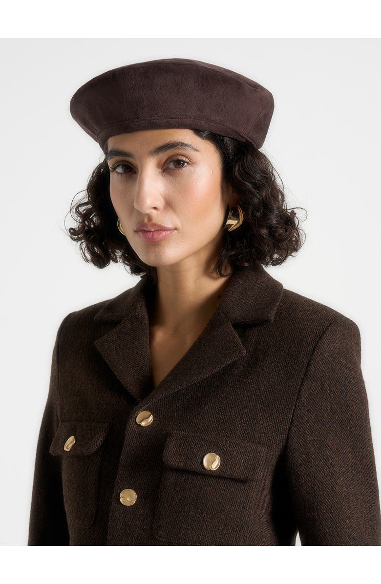 Manière De Voir Anya Suede Beret, Alternate, color, Brown