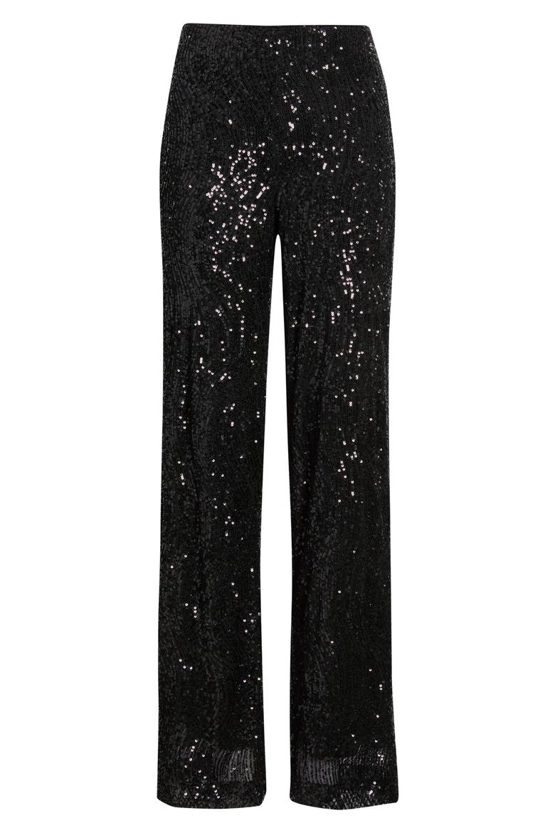 Hollywood Waist Wide Leg Sequin Pants, Alternate, color, ANNE BLACK
