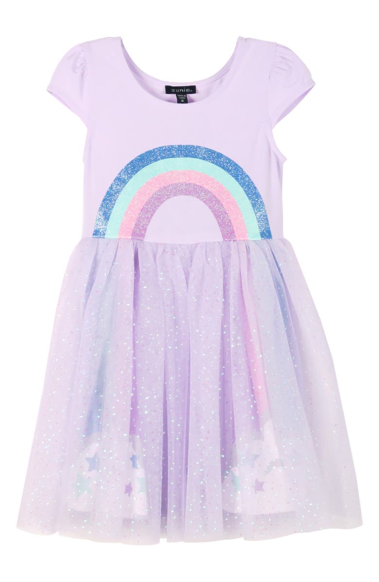 Zunie Cap Sleeve Rainbow Dress, Main, color, 