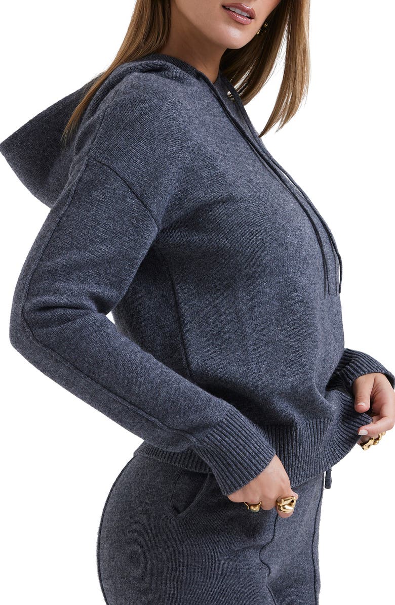 HOUSE OF CB Jionni Hoodie Sweater, Alternate, color, Grey Melange