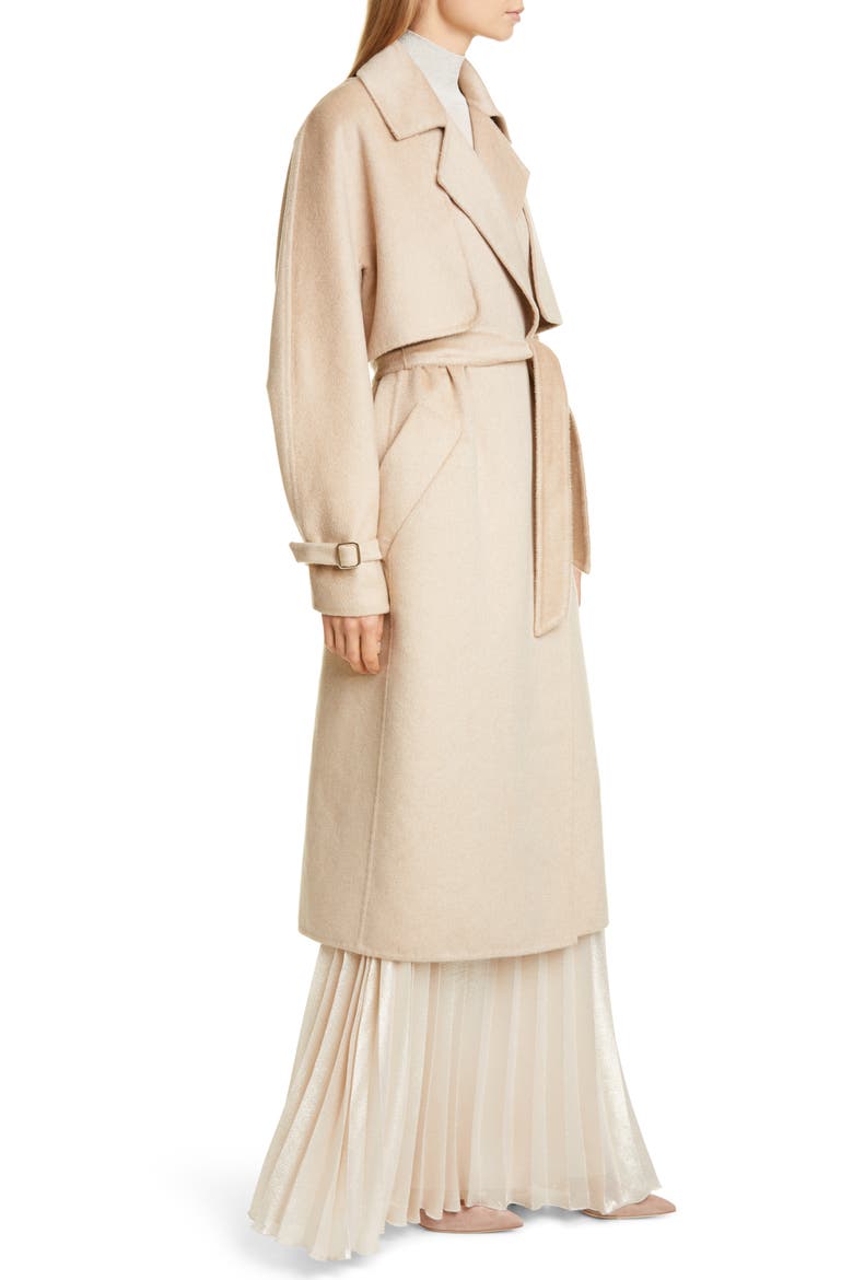 Agar 2-in-1 Double Face Camel Hair & Cashmere Trench Coat, Alternate, color, CAMEL