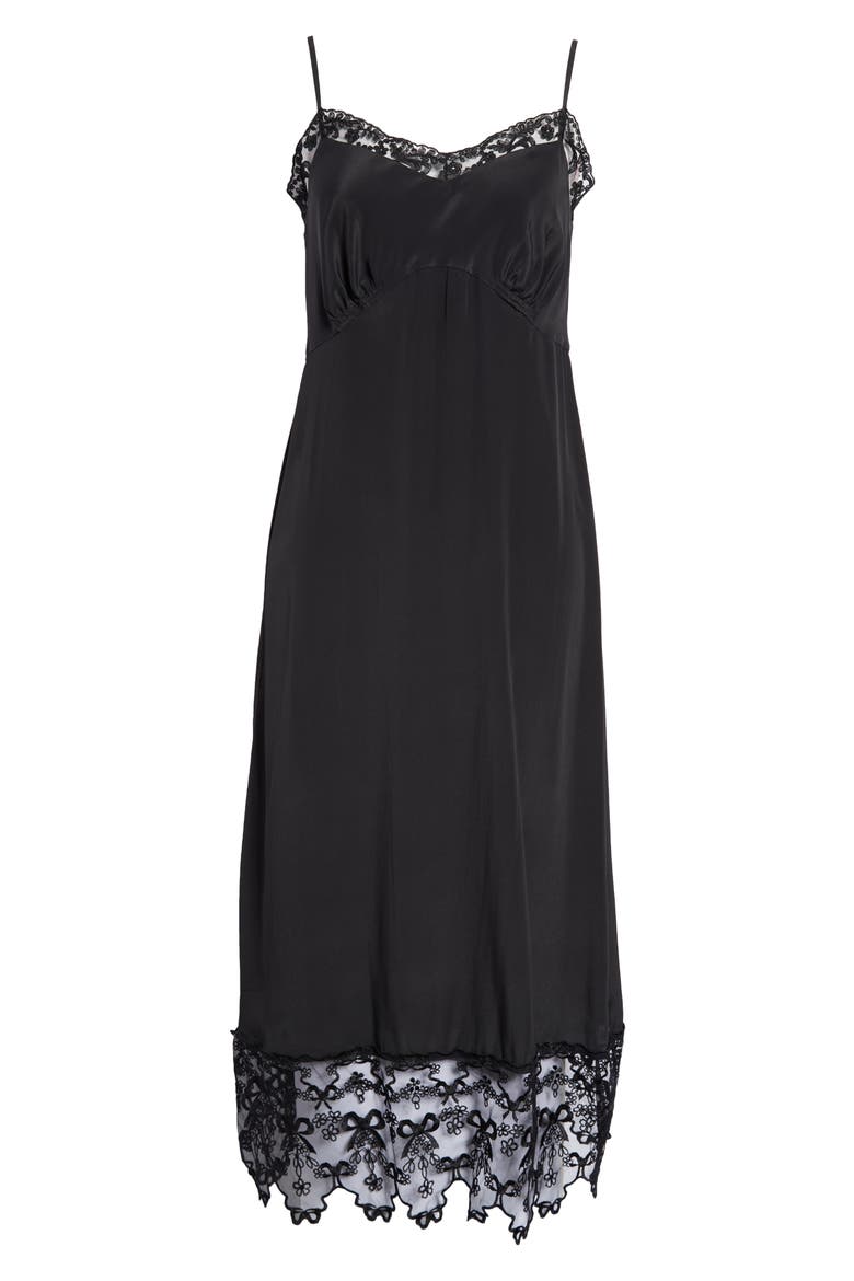 Lace Trim Slipdress, Alternate, color, BLACK