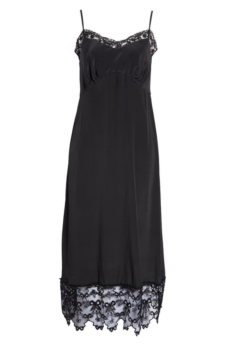 Simone Rocha Lace Trim Slipdress, Alternate, color, Black