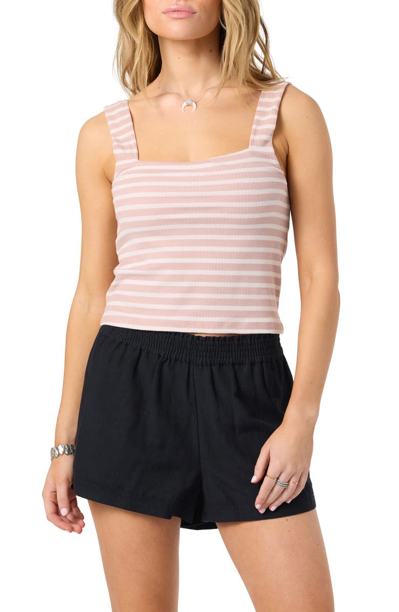 O'Neill Vanessa Stripe Rib Tank, Main, color, Misty Rose